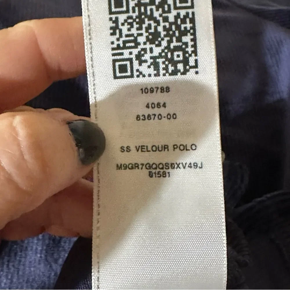 True Religion Deep Blue Velour Polo Shirt